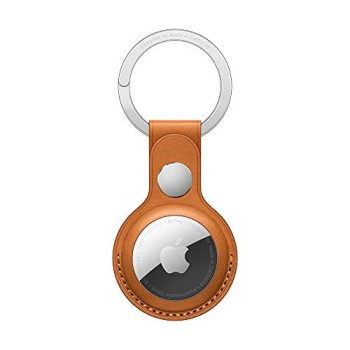 Apple AirTag Leather Key Ring – Golden Brown