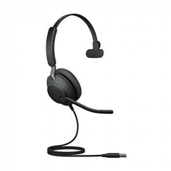 Jabra Evolve2 40 Headset – Noise Cancelling UC Certified Mono Headphones with 3 microphone Call Technology – USB-A Cable – Black
