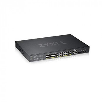 Zyxel 24-Port Gigabit Ethernet Smart Managed PoE+ Switch with 375 Watt Budget and 4 Gigabit Combo Ports and Hybrid mode [GS1920-24HPv2]