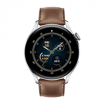 HUAWEI WATCH 3 | Connected GPS Smartwatch with Sp02 and All-Day Health Monitoring | 14 Days Battery Life - Brown Leather Strap