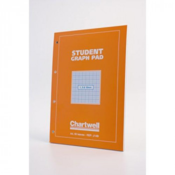 Chartwell Student Graph Pad 70gsm 1mm 5mm 10mm Grid 50 Sheets A4 Orange Cover Ref J14B