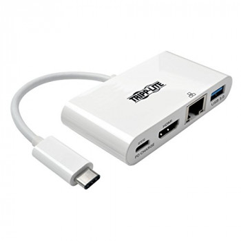 Tripp Lite U444-06N-HGU-C USB-C (Type-C) to HDMI Adapter with USB-A, USB-C PD Charging and Gigabit Ethernet, USB 3.1 Gen 1, Thunderbolt 3 Compatible, 1080p