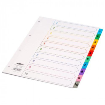 Concord Index Multicolour-tabbed Mylar-Reinforced 4 Holes 1-10 A4 White Ref CS4