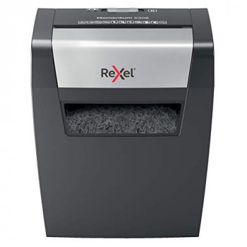 Rexel Momentum X308 Cross Cut Paper Shredder, Shreds 8 Sheets, 15 Litre Bin, Black, 2104570