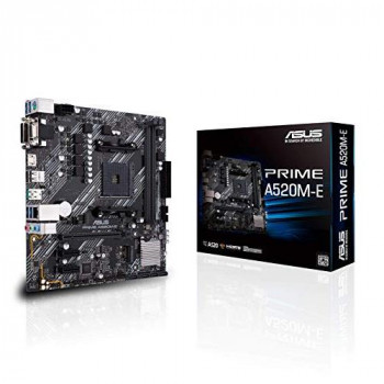 ASUS Prime A520M-E AMD A520 (Ryzen AM4) micro ATX motherboard with M.2 support, 1 Gb Ethernet, HDMI/DVI/D-Sub, SATA 6 Gbps, USB 3.2 Gen 2 Type-A