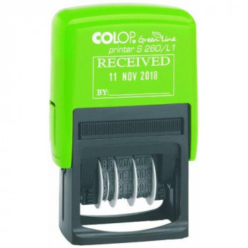 Colop S260/L1 Green Line Text Dater RECEIVED Self-Inking Imprint 45x24mm Blue/Red Ref 15560150