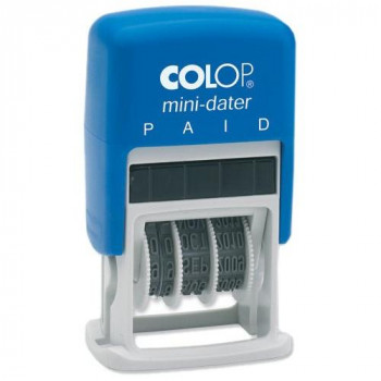 Colop S160-L2 Mini Text Dater Stamp PAID 12 Years Self-Inking Imprint 12 x 25mm Red/Blue Ref 14560200