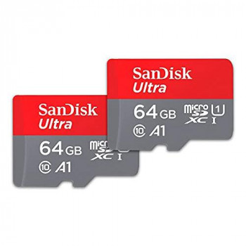 SanDisk Ultra 64GB microSDHC UHS-I card, with Adapter (2-Pack)