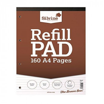 Silvine Refill Pad A4 Punched 4-Hole Head Bound 80 Leaf Ruled Feint A4RPF (Pack of 6)