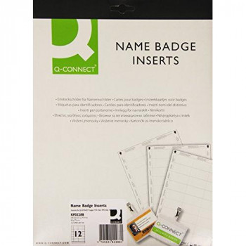 Q-Connect KF02288 Name Badge Inserts 40x75mm 25 Sheets) x 12 Inserts