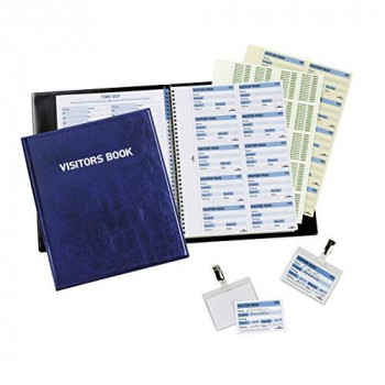 Durable 146365 Visitor Book 100, Leather Look Cover, 100 Perforated 90 x 60 mm Visitor Badge Inserts