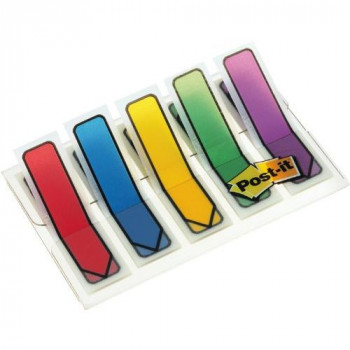 Post-it® Index Arrows - 5 Colours - 20 of Each Colour - Clear Dispenser - 12mm