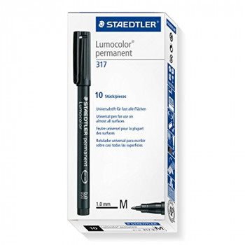 Staedtler Lumocolor Permanent Pen 317-9 Medium 1.0mm Line - Black (Pack of 10)