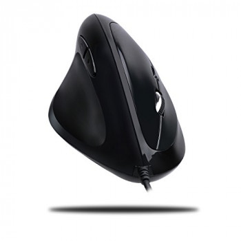 Adesso Imouse E7 - Ergonomic Mouse for Left Hand, with Cable, Programmable Functions, and Adjustable Weight, Black
