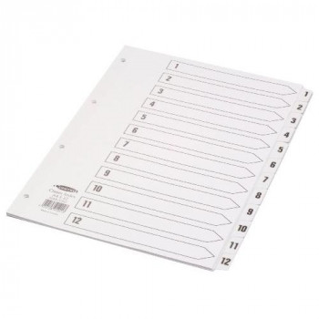 Concord Classic Index Mylar-reinforced Punched 4 Holes 1-12 A4 White Ref 01201/CS12