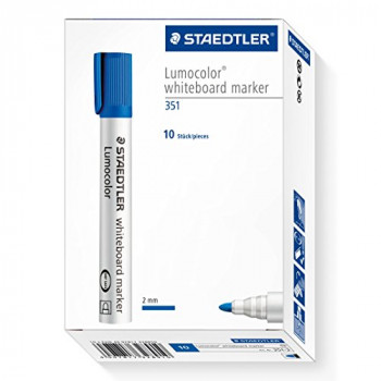 Staedtler Lumocolor Whiteboard Marker 351-3 with Bullet Tip - Blue, Pack of 10