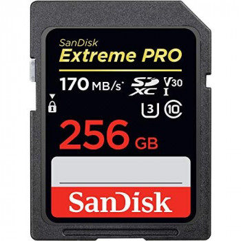 SanDisk Extreme PRO 256 GB SDXC Memory Card, Up to 170 MB/s, Class 10, U3, V30