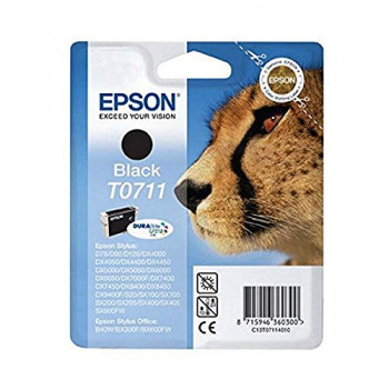 Epson T0711 Print Cartridge, 1 x Black, Genuine
