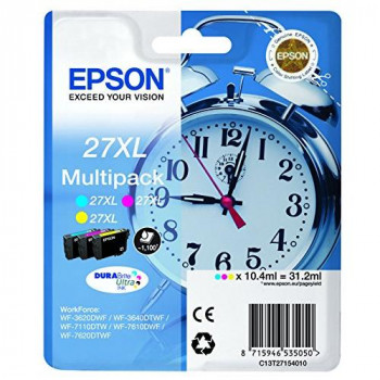 Epson Alarm Clock No.27 XL Series High Capacity Ink Cartridge - Multi-Coloured, Pack of 3