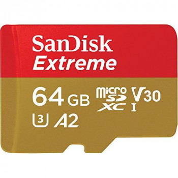 SanDisk Extreme 64 GB microSDXC Memory Card + SD Adapter with A2 App Performance up to 160 MB/s, Class 10, U3, V30