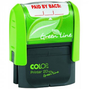 COLOP P20GLPAI Paid By Bacs Green Line Word Stamp - Red