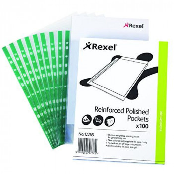Rexel CKP Reinforced A4 Pockets - Clear, Pack of 100