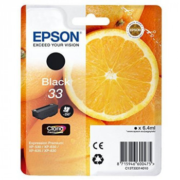 Epson 33 Claria Oranges Premium Ink Cartridge, Black, Genuine