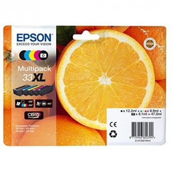 EPSON 33 X-Large Claria Oranges Premium Photo Ink Cartridge, Black/Cyan/Magenta/Yellow (Multi-Pack), Genuine
